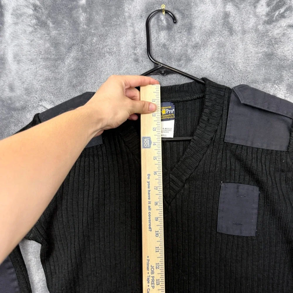 LawPro Commando Sweater Mens Small Black V-Neck Tactical Ribbed Knit Pullover